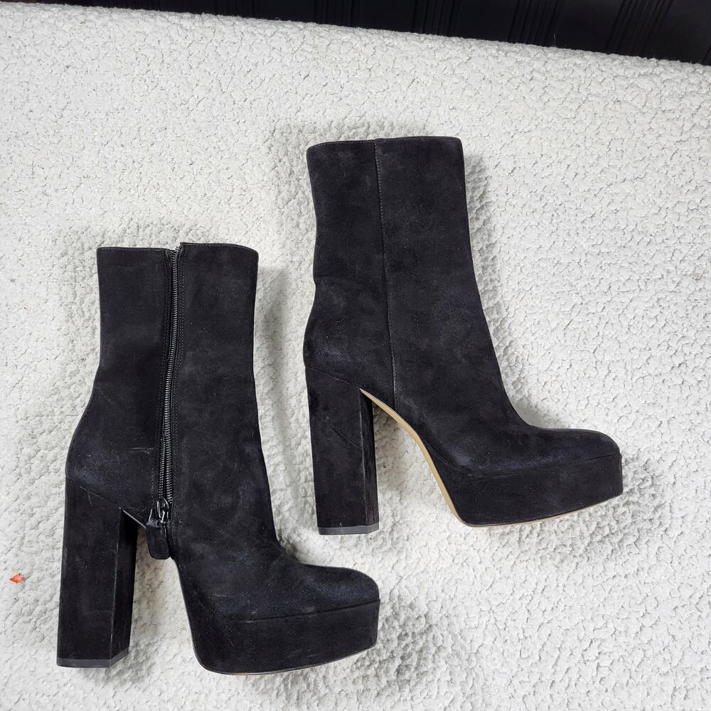 Stuart Weitzman Black suede platform heeled ankle bootie size 9